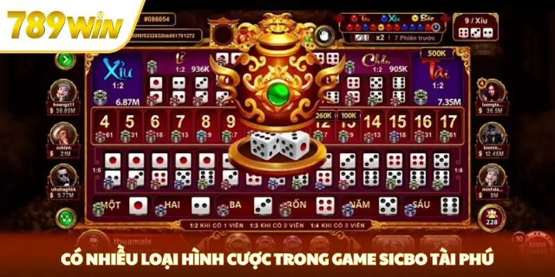 Có nhiều loại hình cược trong game sicbo tài phú